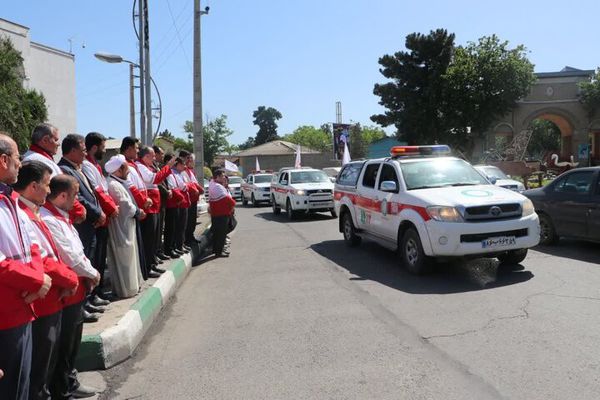 رژه خودروهای امدادی گلستان به مناسبت هفته هلال احمر برگزار شد